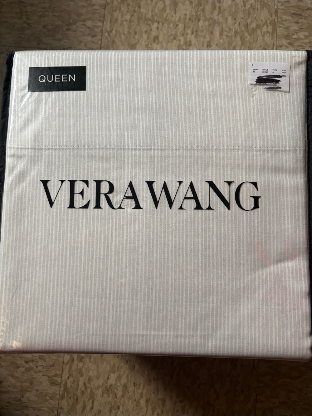 Vera Wang Queen Bedding Set - White with Subtle Stripe